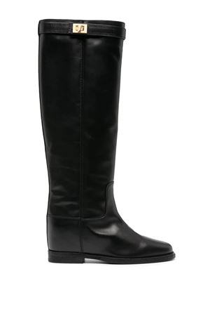 Black calf leather boots VIA ROMA 15 | 3807NERO